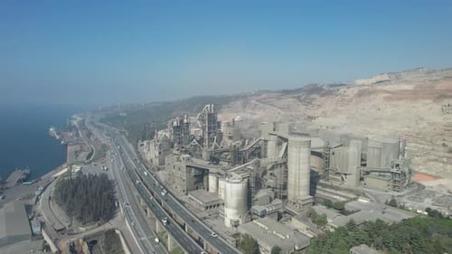 Aerial Cement Factory and Highway