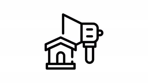 Animated Megaphone and House Flat Icon for Real Estate