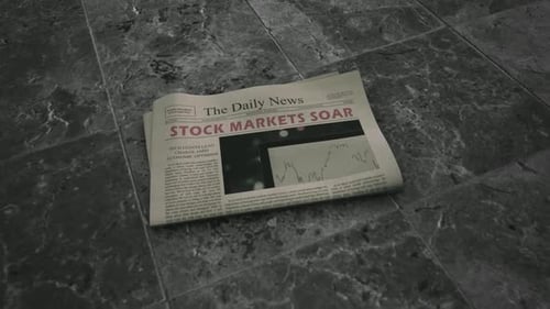 3D Newspaper with Stock Market News Headline