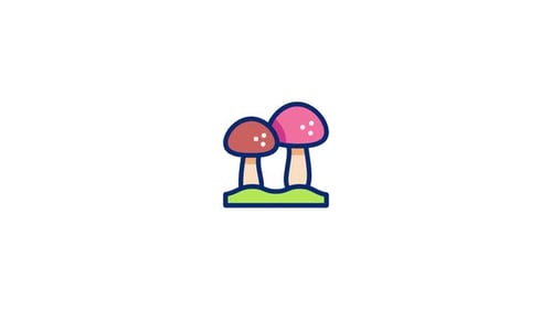 Animated Flat Design Mushrooms Growing