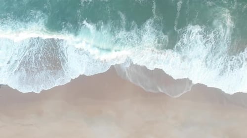 Aerial view of Tropical Beach and wave with white sand and blue sea
