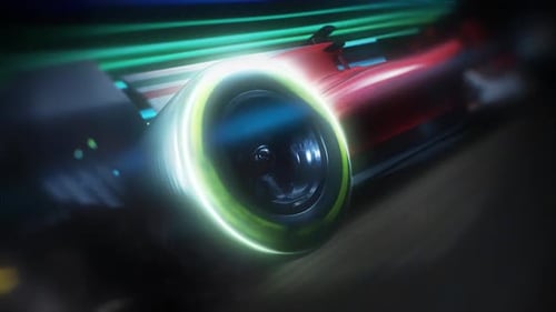 Futuristic Neon Race Car Speeding Animation