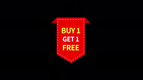 Buy One Get One Free Sales Offer Ribbon Tag Animation