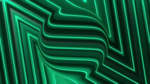Animation Abstract geometric green background with neon lines