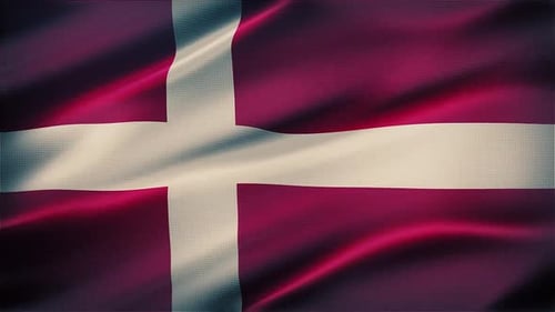 Realistic Waving Flag of Denmark Fabric Animation Loop