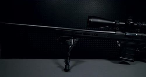 Black Sniper Rifle with Scope and Bipod