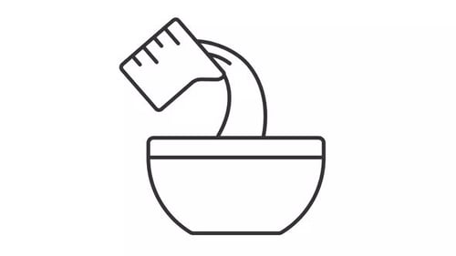 Line Art Animated Measuring Cup Pouring into Bowl