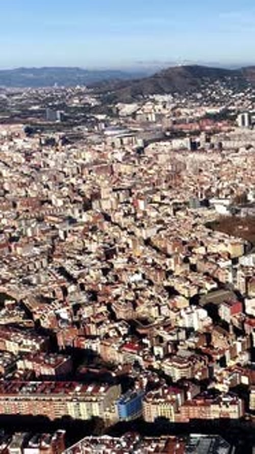Aerial City View of Barcelona Spain Vertical Video