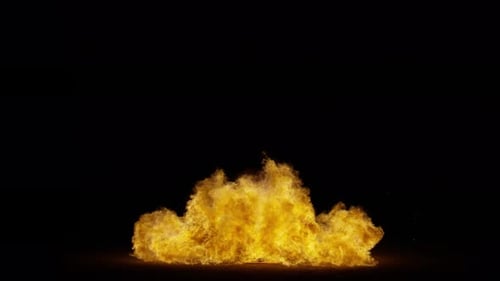 Collection de détonations : des fragments de feu sont projetés dans des directions aléatoires lors d'une détonation au sol