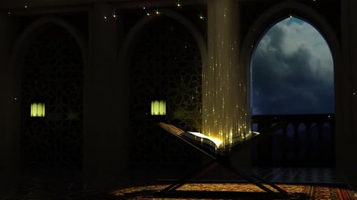 Islamic Holy Book Glowing Animation for Ramadan and Eid