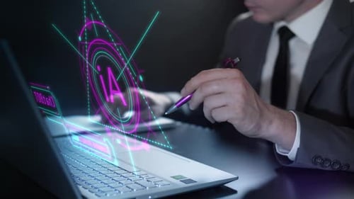 Un homme utilise l'intelligence artificielle dans son travail