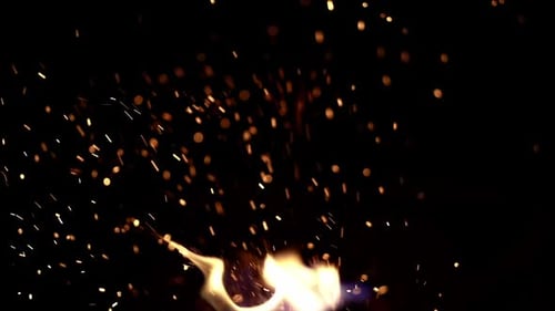 Real Burning Fire Flames with Flying Sparks and Bokeh Effect