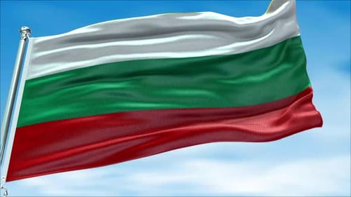 Animated Bulgarian Flag Waving Against a Clear Blue Sky