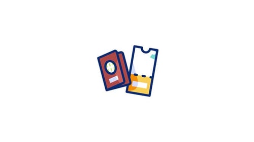 Animated Travel Passport and Boarding Pass Icon