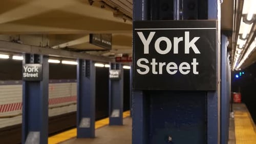 New York Subway Station Underground Metropolitan Platform Sign Metro Railway Passenger Transport