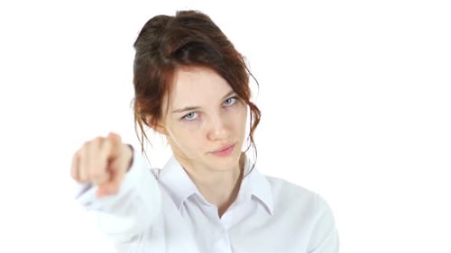 Woman Points Finger Directly At Camera