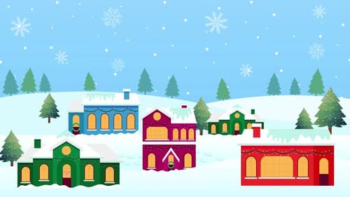 Christmas Winter Town Background Animation