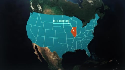 Animation der Satellitenkarte des US-Bundesstaates Illinois V2