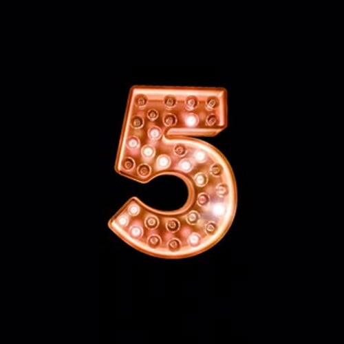 Animated Retro Number 5 with Marquee Lights