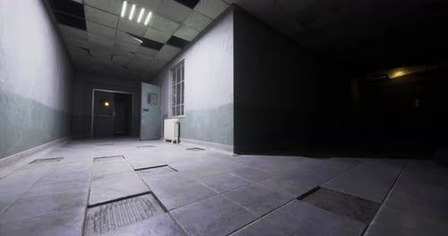 Abandoned Hallway in a Dilapidated Building Reveals Eerie Atmosphere