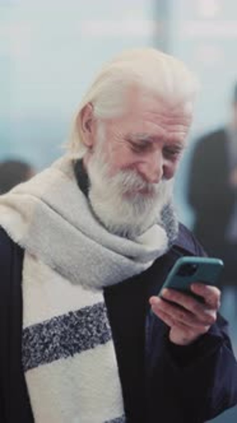 Older White Man Waits Calmly An Aged Man with White Hair and Beard ...