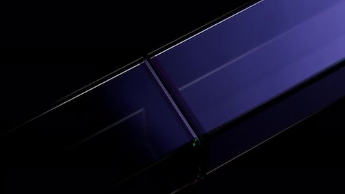 Glass blocks sliding and rotating on black background