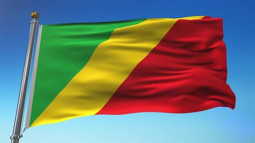 Republic of the Congo National Flag Waving in Realistic Animation