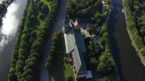 Aerial: The Cathedral of Kaliningrad in summer