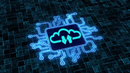 A cloud computing concept on circuit board.