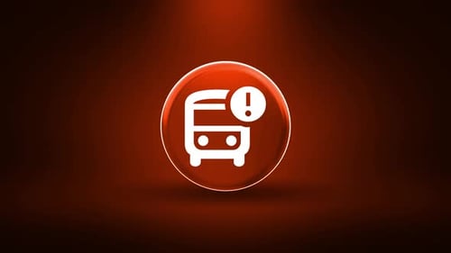 Rotating Red 3D Bus Warning Icon