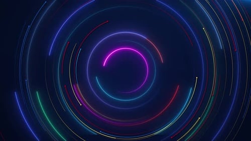 Abstract Neon Circular Glowing Lines Background Loop