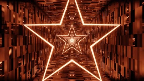 Blue and Orange Star Tunnel Background Loop Animation in 4K