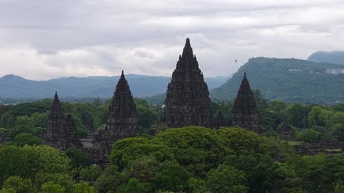 Vue aérienne du temple de Prambanan, Indonésie.