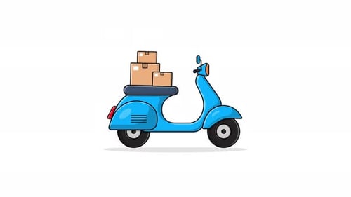 Patinete de entrega 4k con cajas. Vídeo de animación de Delivery Concept