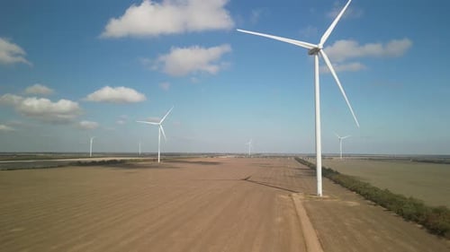 Wind Turbines. Wind Power Electric Plant. Renewable Energy