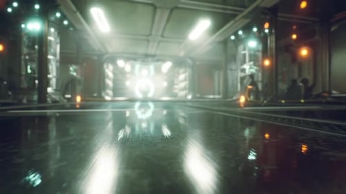 Futuristic Sci-Fi Tech Corridor Background Loop