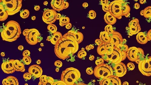 Halloween Background Loop Cartoon Pumpkins
