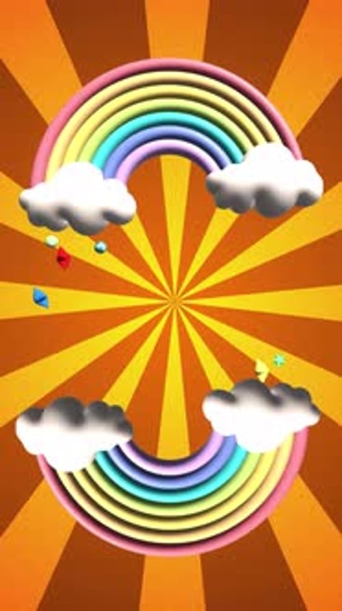 Vertical Animated Background with Rotating Sunburst and Rainbows