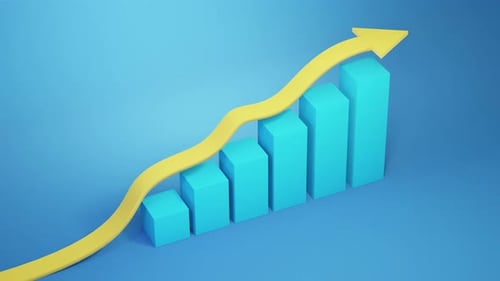 Growth Bar Chart with Upward Trending Arrow Indicator