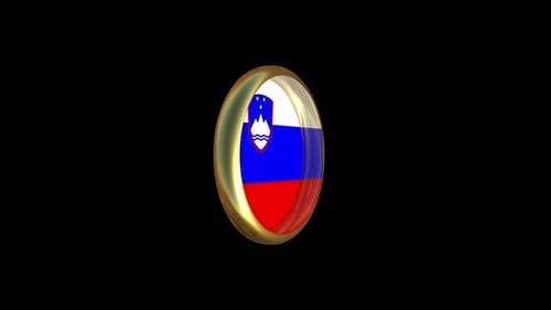 Slovenia Flag Rotating 3D Golden Emblem Badge