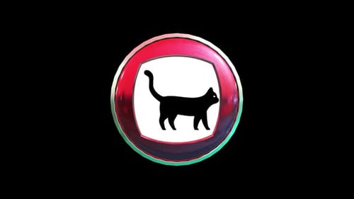 Black Cat Icon Animation Loop Alpha V4
