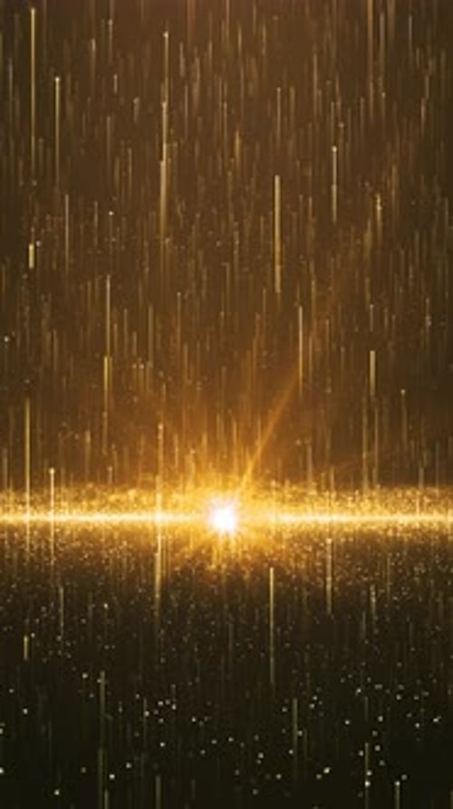 Golden Particles Falling Animation with Bright Central Light