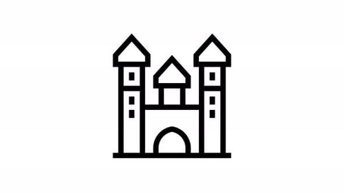 Minimalist Line Art Castle Build Animation