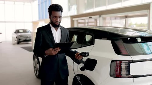 Dealer Sells Electric SUV in Modern Car Dealership