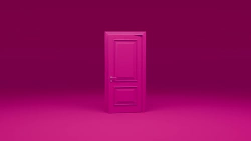 Minimalist Pink Door Opening Transition Reveal