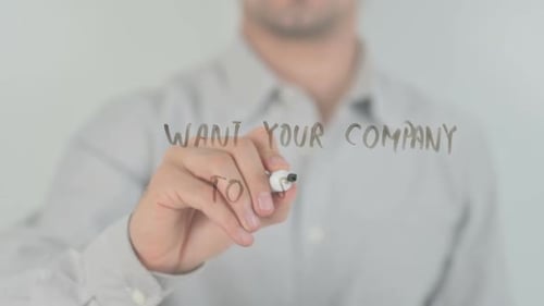 Want Your Company To Succeed?, Writing on Transparent Screen