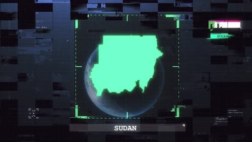 Sudan Flag And Map Glitch Hud 4K