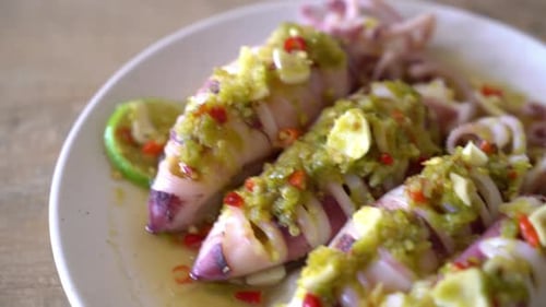 Appetizing Grilled Squid with Lime and Chili
