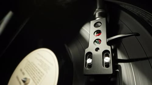 Vinyl Disk DJ Turntable Record Player Rotating Plate Needle Stylus Loop Macro