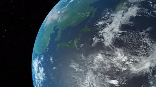 Planet Earth Zoom to Japan Map Outline Reveal